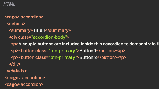 The revised accordion component code. It's short, 11 lines long.